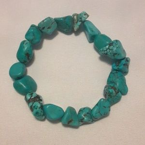 Genuine Turquouse Rock stretchy bracelet